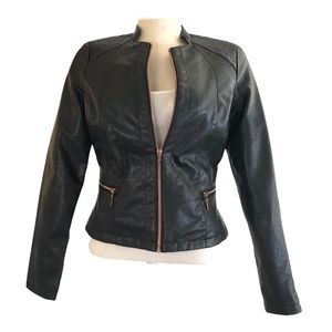 Guess faux leather jacket. Rose gold zipper detail